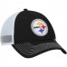 Men's Pittsburgh Steelers NFL Pro Line by Fanatics Branded Black/White Core Trucker II Adjustable Snapback Hat 2760037